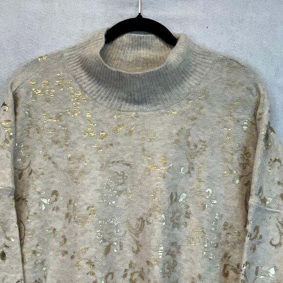 NWT LIZ CLAIBORNE Women’s Plus Sweater 3X Mock Neck Gold Scroll Pullover LS NEW - Picture 6 of 16